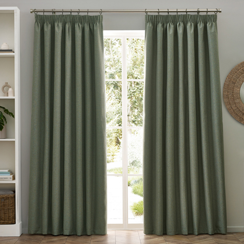 Dawn (Blackout) Pencil Pleat, Eucalyptus - Ready Made Curtains - Image 3